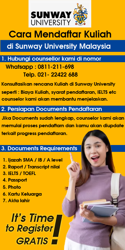 cara mendaftar kuliah di sunway university malaysia